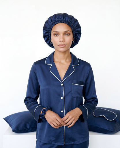 Pack Complet Soie 100% — Pyjama + Taie + Chouchou + Bonnet + Masque de sommeil