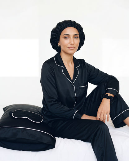 Pack Complet Soie 100% — Pyjama + Taie + Chouchou + Bonnet + Masque de sommeil