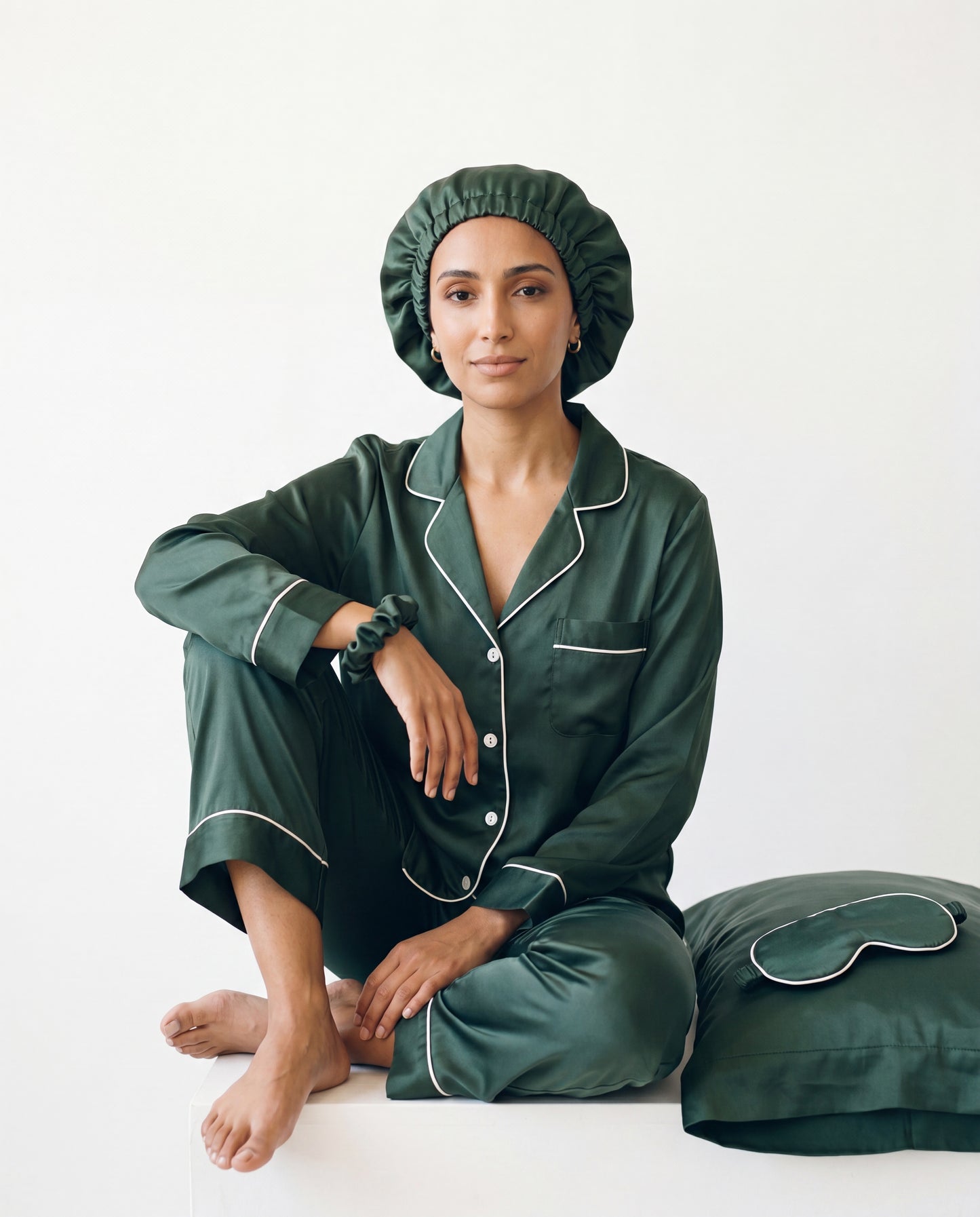 Pack Complet Soie 100% — Pyjama + Taie + Chouchou + Bonnet + Masque de sommeil
