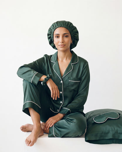 Pack Complet Soie 100% — Pyjama + Taie + Chouchou + Bonnet + Masque de sommeil